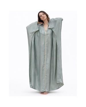Le Fafo Metallic Silk Kaftan Gown - Gray