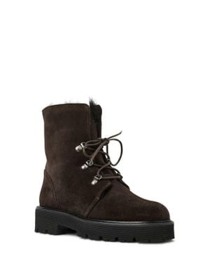 Aquatalia Eva Faux Shearling Cuff Hiker Boot - Black