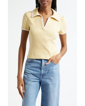 Veronica Beard Kearney Contrast Trim Rib Polo - Blue