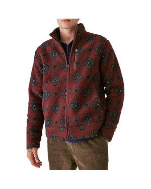 Lucky Brand Print High Pile Fleece Jacket - Red