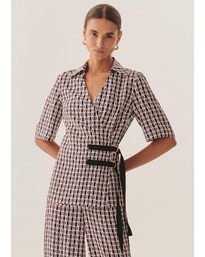Exquise Madeline Belted Wrap Shirt - Multicolor
