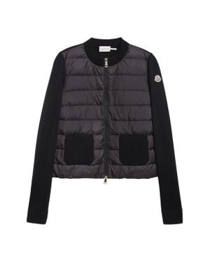 Moncler Virgin Wool Knit & Quilted Down Cardigan - Black