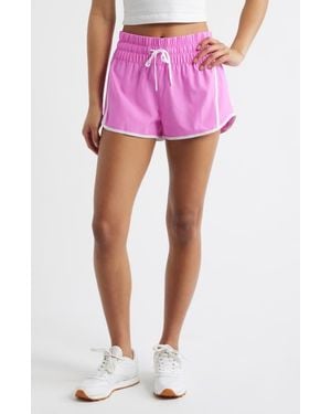 Rip Curl Smocked High Waist Drawstring Shorts - Pink