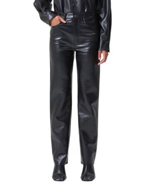 Agolde '90S Pinch Waist Straight Leg Leather Blend Pants - Black