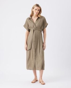 Ripe Maternity Amy Linen Nursing Shirt Dress - Natural