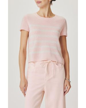 Splendid Emerson Stripe Short Sleeve Sweater - Pink