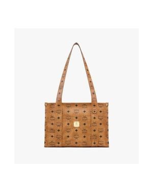 MCM Small Aren School Bag Tote - White