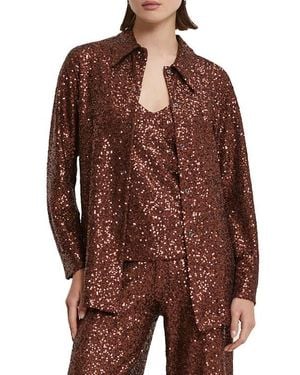 Ottod'Ame Sequin Embellished Shirt - Brown