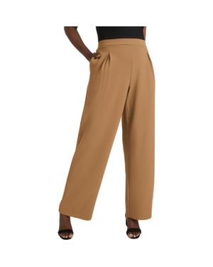 Jessica London Stretch Knit Crepe Wide Leg Pant - Brown