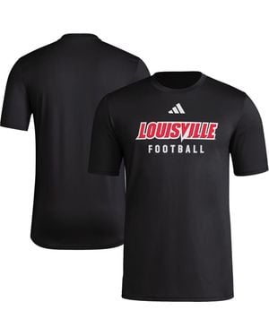 adidas Louisville Cardinals Locker Practice Football Pre-Game T-Shirt - Black