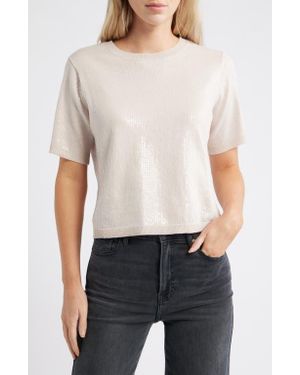 Sanctuary Sparkle Short Sleeve Sequin Sweater - Natural