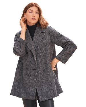 Jessica London A Line Wool Peacoat - Gray