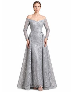 LARA New York Off Shoulder Overskirt Gown - Gray