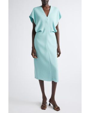 Stella McCartney Draped V-Neck Midi Dress - Blue