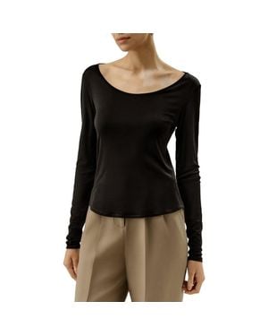LILYSILK Scoop-Neck Pure Silk Slim Fit Top - Black