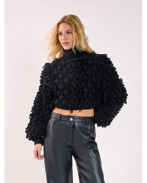 Nasty Gal High Neck Cropped Sweater - Blue
