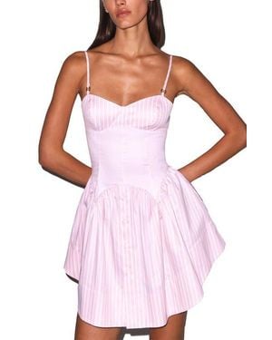Fleur du Mal Poplin Corset Mini Dress - Pink