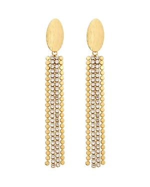 Panacea Crystal Fringe Drop Earrings - Metallic
