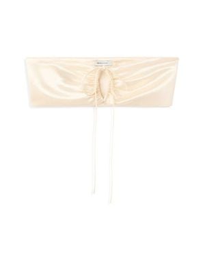 Mango Satin Crop Bandeau Top - White