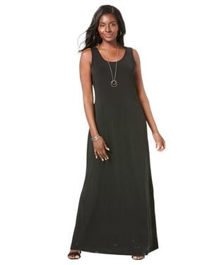 Jessica London Stretch Knit Tank Maxi Dress - Black