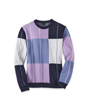 Paul Fredrick Cotton Crewneck Sweater Long Sleeve - Blue