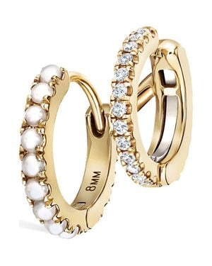 Maria Tash Pearl & Diamond Double Eternity Linked Hoop Earring & Cuff - Metallic