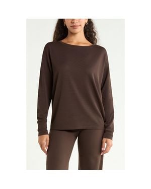 Zella Textured Equilibrium Long Sleeve T-Shirt - Brown