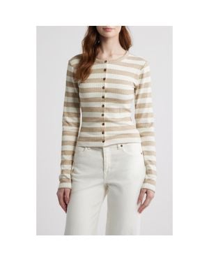 Rag & Bone Stripe Rib Cardigan - Natural