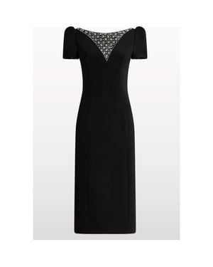 Jenny Packham Vienna Embellished Puff-Sleeve Midi Dress - Black