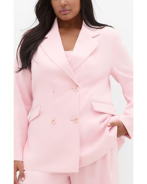City Chic Holly Double Breasted Blazer - Pink