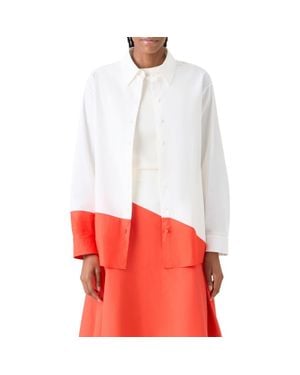 Akris Polygon Cotton Popling Button-Up Shirt - White