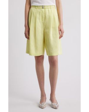 BOSS Tilena Pleated Belted Shorts - Yellow