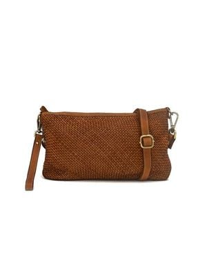 Bolsa Nova Laura Woven Crossbody - Brown
