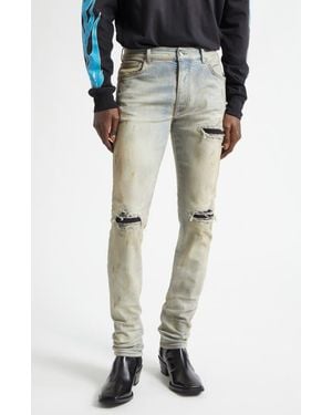 Amiri Mx1 Suede Patched Skinny Jeans - Natural