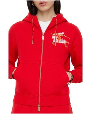 Burberry Cotton Zip Hoodie - Red