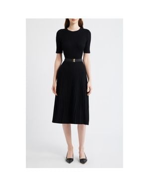 Eliza J Belted Fit & Flare Sweater Dress - Black
