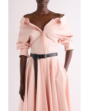 Givenchy Slashed Barrel Sleeve Cotton Poplin Button-Up Shirt - Pink