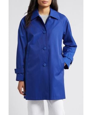 Via Spiga Balmacain Water Repellent Cotton Blend Coat - Blue