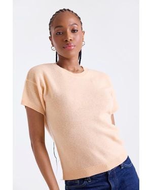 1982 Esme Short Sleeve 100% Cashmere Top - Natural