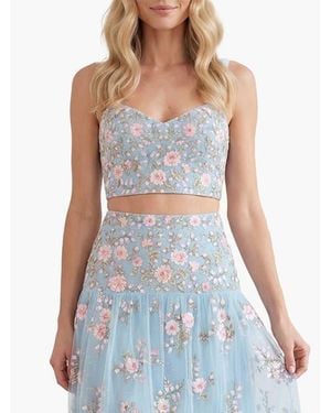 Needle & Thread Eden Rose Sweetheart Crop Top - Blue