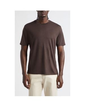 Herno Solid Wool Jersey Crewneck T-Shirt - Brown