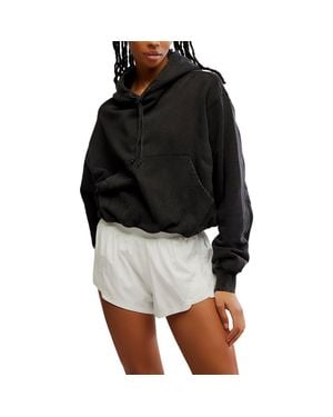 Free People Day Off Crop Cotton Blend Hoodie - Black