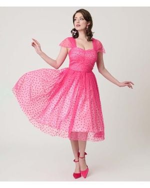 Unique Vintage Garden State Swing Dress - Pink