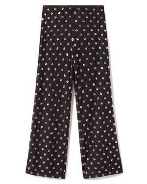 Mango Sequin Straight Leg Pants - Brown