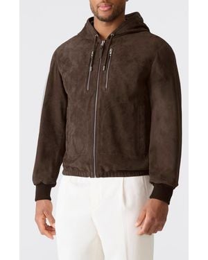 Mackage Sylas Hooded Suede Jacket - Brown