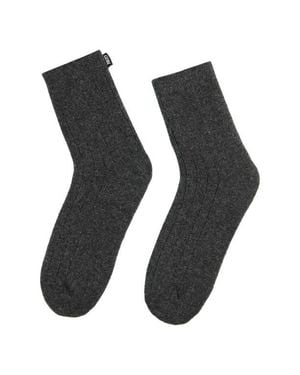 Gobi Cashmere Trim Knit Bed Socks - Black