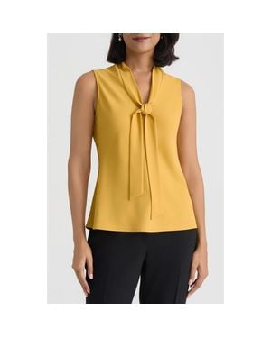 Kasper Sleeveless Tie Front Top - Yellow