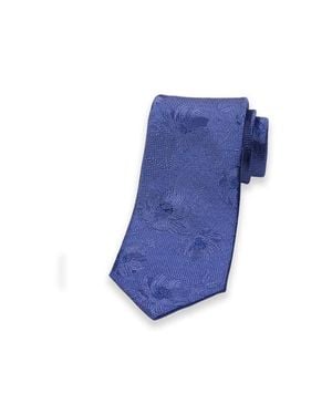 Paul Fredrick Patterned Woven Silk Tie - Blue