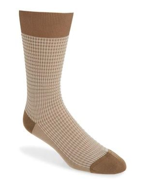Pantherella Smythson Textured Check Dress Socks - Brown