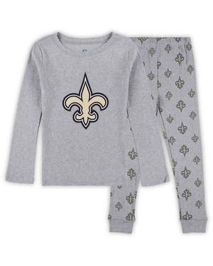 Outerstuff Preschool New Orleans Saints Long Sleeve T-Shirt And Pants Sleep Set - Gray